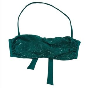 Calzedonia Cobey green sequin swim bikini top size medium